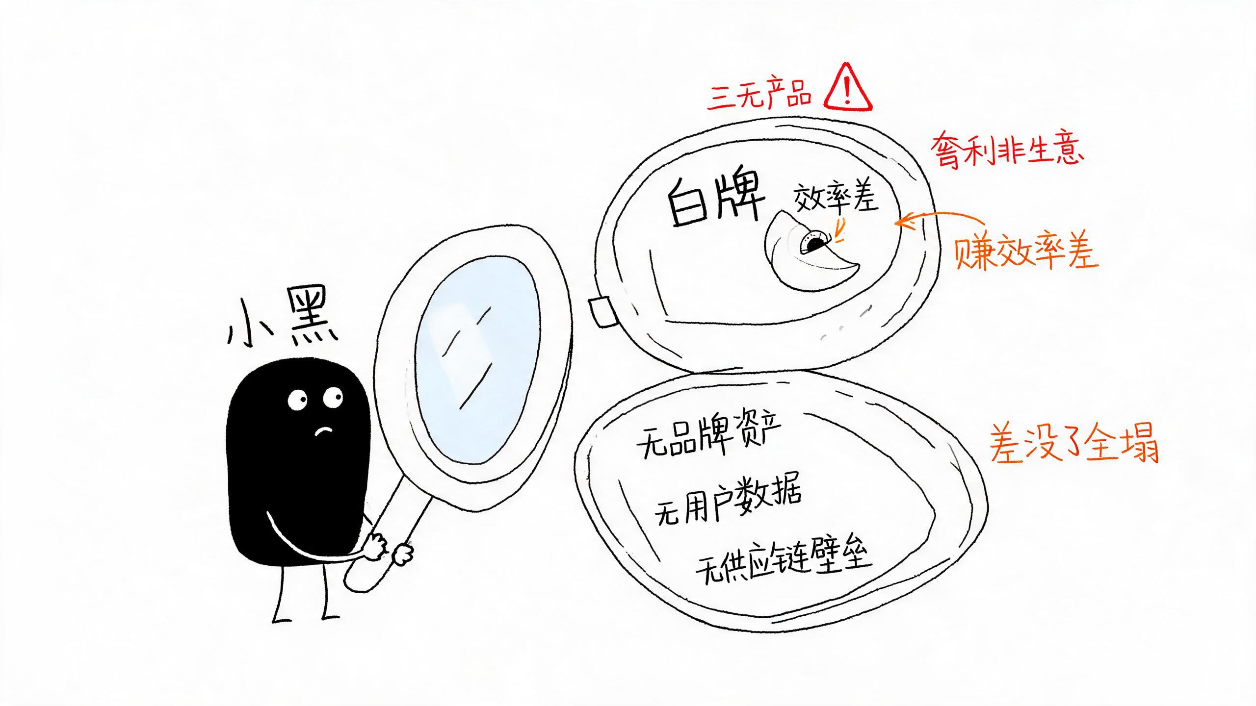白牌的空壳本质：只有效率差，底下全是空的